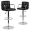 Flash Furniture Black Quilted Vinyl Adjustable Height Barstool, Arms, Chrome Base, PK2 2-CH-102029-BK-GG - alternate 3