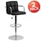 Flash Furniture Black Quilted Vinyl Adjustable Height Barstool, Arms, Chrome Base, PK2 2-CH-102029-BK-GG - alternate 2