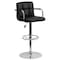 Flash Furniture Black Quilted Vinyl Adjustable Height Barstool, Arms, Chrome Base, PK2 2-CH-102029-BK-GG - alternate 9