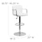 Flash Furniture White Quilted Vinyl Adjustable Height Barstool, Arms, Chrome Base, PK2 2-CH-102029-WH-GG - alternate 9