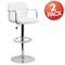 Flash Furniture White Quilted Vinyl Adjustable Height Barstool, Arms, Chrome Base, PK2 2-CH-102029-WH-GG - alternate 6