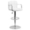 Flash Furniture White Quilted Vinyl Adjustable Height Barstool, Arms, Chrome Base, PK2 2-CH-102029-WH-GG - alternate 8
