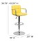 Flash Furniture Yellow Quilted Vinyl Adjustable Height Barstool, Arms, Chrome Base, PK2 2-CH-102029-YEL-GG - alternate 7