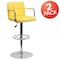 Flash Furniture Yellow Quilted Vinyl Adjustable Height Barstool, Arms, Chrome Base, PK2 2-CH-102029-YEL-GG - alternate 5
