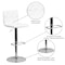 Flash Furniture Button Tufted White Vinyl Adjustable Height Barstool, Chrome Base, PK2 2-CH-112080-WH-GG - alternate 6