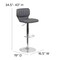 Flash Furniture Gray Vinyl Adjust Height Barstool, Vertical Stitch Back, Chrome Base, PK2 2-CH-132330-GY-GG - alternate 9