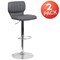 Flash Furniture Gray Vinyl Adjust Height Barstool, Vertical Stitch Back, Chrome Base, PK2 2-CH-132330-GY-GG - alternate 2