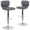 Flash Furniture Gray Vinyl Adjust Height Barstool, Vertical Stitch Back, Chrome Base, PK2 2-CH-132330-GY-GG - alternate 6