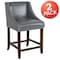 Flash Furniture Gray Leather/Wood Stool, 24", PK2 2-CH-182020-24-LTGY-GG - alternate 6