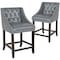 Flash Furniture Gray Leather/Wood Stool, 24", PK2 2-CH-182020-T-24-LTGY ...
