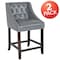 Flash Furniture Gray Leather/Wood Stool, 24", PK2 2-CH-182020-T-24-LTGY-GG - alternate 3