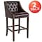 Flash Furniture Brown Leather/Wood Stool, 30", PK2 2-CH-182020-T-30-BN-GG - alternate 5