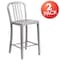 Flash Furniture 2 " High Silver Metal Counter Height Stool, PK2 2-CH-61200-24-SIL-GG - alternate 3