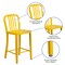 Flash Furniture 2 " High Yellow Metal Counter Height Stool, PK2 2-CH-61200-24-YL-GG - alternate 4