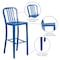 Flash Furniture 2 " High Blue Metal Barstool with Slat Back, PK2 2-CH-61200-30-BL-GG - alternate 5