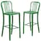 Flash Furniture 2PK 30" High Green Metal Barstool with Slat Back 2-CH-61200-30-GN-GG - alternate 7