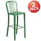 Flash Furniture 2PK 30" High Green Metal Barstool with Slat Back 2-CH-61200-30-GN-GG - alternate 6