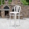 Flash Furniture 30" High White Metal Barstool with Slat Back, PK2 2-CH-61200-30-WH-GG - alternate 1