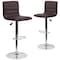 Flash Furniture Brown Vinyl Adjust Barstool, Counter Ht Swivel, Chrome Pedestal Base, PK2 2-CH-92023-1-BRN-GG - alternate 3