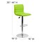 Flash Furniture Green Vinyl Adjust Barstool, Counter Ht Swivel, Chrome Pedestal Base, PK2 2-CH-92023-1-GRN-GG - alternate 6