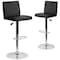 Flash Furniture Black Vinyl Adjustable Height Barstool, Panel Back, Chrome Base, PK2 2-CH-92066-BK-GG - alternate 3