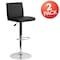Flash Furniture Black Vinyl Adjustable Height Barstool, Panel Back, Chrome Base, PK2 2-CH-92066-BK-GG - alternate 2