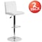Flash Furniture White Vinyl Adjustable Height Barstool, Panel Back, Chrome Base, PK2 2-CH-92066-WH-GG - alternate 4