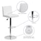Flash Furniture White Vinyl Adjustable Height Barstool, Panel Back, Chrome Base, PK2 2-CH-92066-WH-GG - alternate 3
