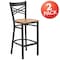Flash Furniture Black X Stool-Nat Seat, PK2 2-XU-6F8BXBK-BAR-NATW-GG - alternate 2