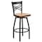 Flash Furniture Black X Swivel Stool-Nat Seat, PK2 2-XU-6F8B-XSWVL-NATW-GG - alternate 2