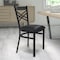 Flash Furniture Black ''X'' Back Metal Restaurant Chair, Black Vinyl Seat, PK2 2-XU-6FOBXBK-BLKV-GG - alternate 1