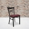 Flash Furniture Black ''X'' Back Metal Restaurant Chair, Burgundy Vinyl Seat, PK2 2-XU-6FOBXBK-BURV-GG - alternate 1