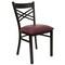 Flash Furniture Black ''X'' Back Metal Restaurant Chair, Burgundy Vinyl Seat, PK2 2-XU-6FOBXBK-BURV-GG - alternate 2