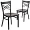 Flash Furniture Black ''X'' Back Metal Restaurant Chair, Walnut Wood Seat, PK2 2-XU-6FOBXBK-WALW-GG - alternate 1