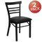 Flash Furniture Black Three-Slat Ladder Back Metal Chair, Black Vinyl Seat, PK2 2-XU-DG6Q6B1LAD-BLKV-GG - alternate 3