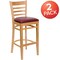 Flash Furniture Natural Wood Stool-Burg Vinyl, PK2 2-XU-DGW0005BARLAD-NAT-BURV-GG - alternate 3