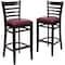 Flash Furniture Walnut Wood Stool-Burg Vinyl, PK2 2-XU-DGW0005BARLAD-WAL-BURV-GG - alternate 2