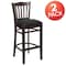 Flash Furniture Vertical Slat Back Walnut Wood Barstool, Black Vinyl Seat, PK2 2-XU-DGW0008BARVRT-WAL-BLKV-GG - alternate 2