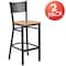 Flash Furniture Black Grid Stool-Nat Seat, PK2 2-XU-DG-60116-GRD-BAR-NATW-GG - alternate 2