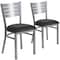 Flash Furniture Silver Slat Back Metal Restaurant Chair, Black Vinyl Seat, PK2 2-XU-DG-60401-BLKV-GG - alternate 2