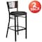 Flash Furniture Bk/Wal Slat Stool-Black Seat, PK2 2-XU-DG-6H1B-WAL-BAR-BLKV-GG - alternate 2