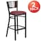 Flash Furniture Bk/Wal Slat Stool-Burg Seat, PK2 2-XU-DG-6H1B-WAL-BAR-BURV-GG - alternate 4