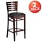 Flash Furniture Walnut Wood Stool-Blk Vinyl, PK2 2-XU-DG-W0108BBAR-WAL-BLKV-GG - alternate 1