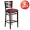 Flash Furniture Walnut Wood Stool-Burg Vinyl, PK2 2-XU-DG-W0108BBAR-WAL-BURV-GG - alternate 1