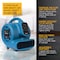 Xpower Mini Mighty Air Mover W/ Power Outlets and 3 hr Timer, 1/4 HP, 925 CFM, 2.3 Amps, 4 Positions, 3 Speeds, Blue P-230AT BLUE - alternate 5