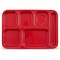 Carlisle Foodservice Right Hand 6 Comp Tray, Red, PK12 4398805 - alternate 3