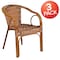 Flash Furniture Brown Rattan Patio Chair with Dark Red Frame, PK3 3-SDA-AD632009D-1-GG - alternate 2