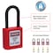 Master Lock Lockout Padlock, Keyed Different, Thermoplastic, 1 1/2 in Shackle, Polypropylene, English, Red 406RED - alternate 6