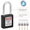 Master Lock Zenex Thermoplastic Safety Padlock, 1-1/2 in Wide with 1-1/2 in Shackle, Black 410BLK - alternate 7