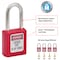 Master Lock Lockout Padlock, Keyed Different, Thermoplastic, Standard Body, Steel, Red 410RED - alternate 6